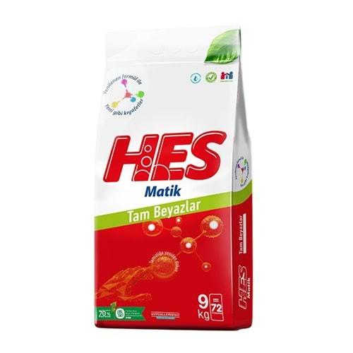 HES Matik Toz Çamaşır Deterjanı 9KG White/Beyazlar (72 Yıkama)