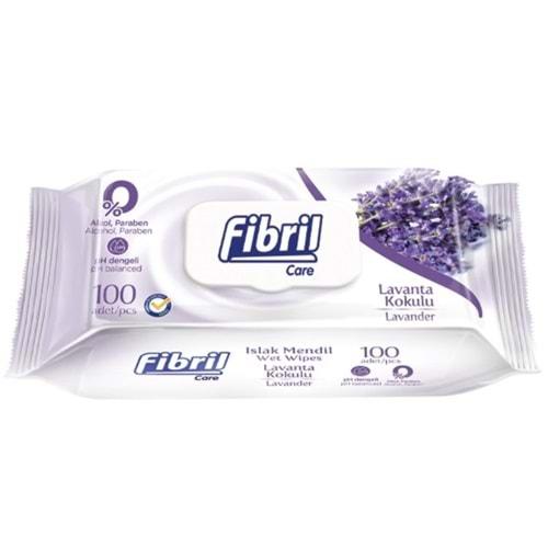 Fibril Islak Havlu Mendil 100 Yaprak Lavanta Plastik Kapaklı Tekli Pk
