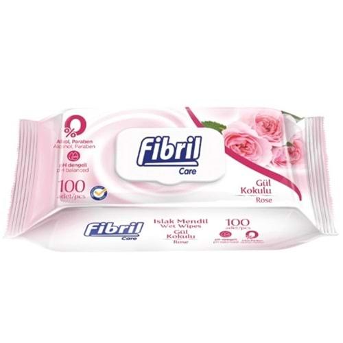 Fibril Islak Havlu Mendil 100 Yaprak Gül Plastik Kapaklı Tekli Pk