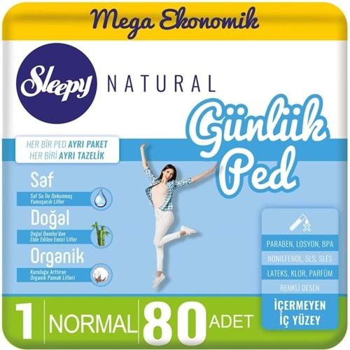 Sleepy Natural Günlük Ped Normal 80 Adet Mega Pk (2PK*40)