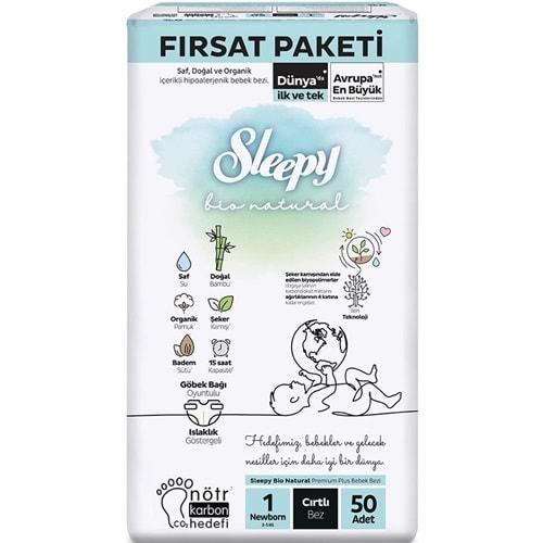 Sleepy Bebek Bezi Bio Natural Beden:1 (2-5KG) Yeni Doğan Newborn 50 Adet Fırsat Pk
