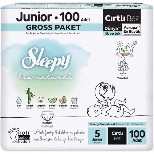 Sleepy Bebek Bezi Bio Natural Beden:5 (11-18KG) Junior 100 Adet Gross Pk