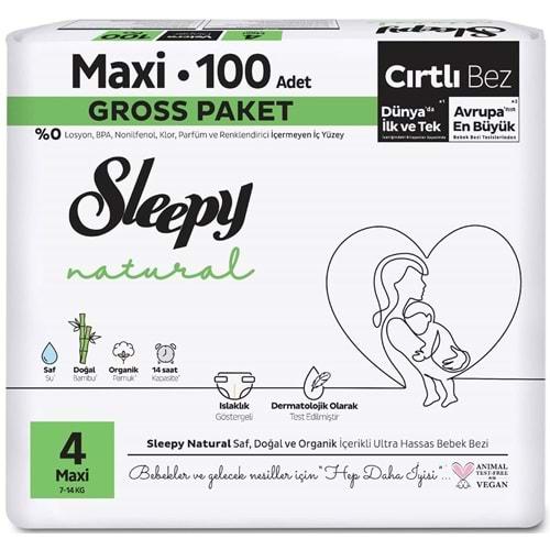 Sleepy Bebek Bezi Natural Beden:4 (7-14KG) Maxi 100 Adet Ultra Pk