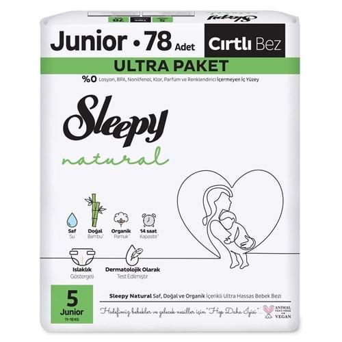 Sleepy Bebek Bezi Natural Beden:5 (11-18KG) Junior 78 Adet Ultra Pk