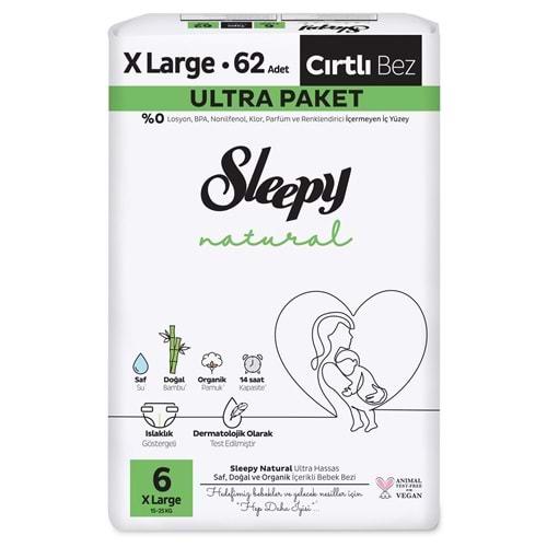 Sleepy Bebek Bezi Natural Beden:6 (15-25KG) Extra Large 62 Adet Ultra Pk