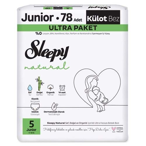 Sleepy Külot Bebek Bezi Natural Beden:5 (11-18KG) Junior 78 Adet Ultra Pk