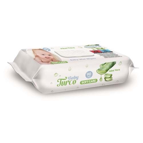 Baby Turco Islak Havlu Mendil Soft Care Aloe Vera 90 Yaprak Tekli Pk Plastik Kapaklı