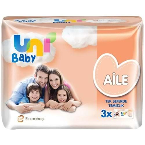 Uni Baby Islak Havlu Mendil 52 Yaprak Aile (3 Lü Pk) 156 Yaprak