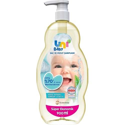 Uni Baby Bebek Saç ve Vücut Şampuanı 900ML Klasik (Pompalı) Süper Ekonomik Pk