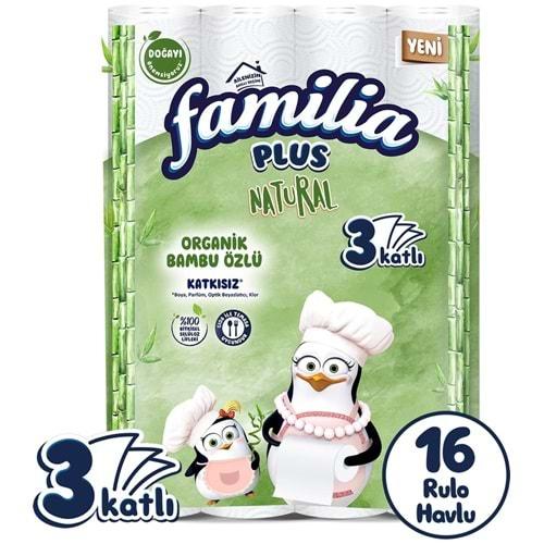 Familia Plus Kağıt Havlu (3 Katlı) 16 Lı Paket Natural (Organik Bambu Özlü)