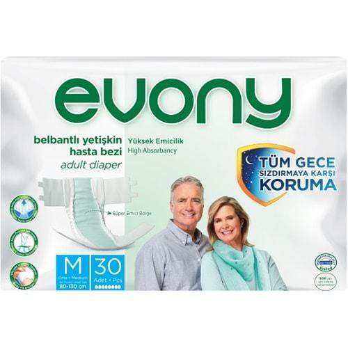 Evony Hasta Bezi Yetişkin Bel Bantlı Tekstil Yüzey M - Orta - Medium 30 Adet Tekli Pk