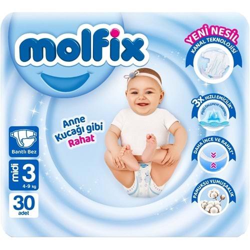 Molfix Bebek Bezi Beden:3 (4-9Kg) Midi 30 Adet Jumbo Pk