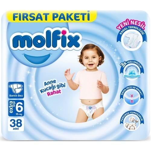 Molfix Bebek Bezi Beden:6 (15+KG) Extra Large 38 Adet Fırsat Pk
