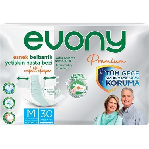 Evony Premium Hasta Bezi Yetişkin Bel Bantlı Tekstil Yüzey M - Orta - Medium 30 Adet Tekli Pk