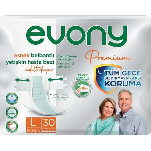 Evony Premium Hasta Bezi Yetişkin Bel Bantlı Tekstil Yüzey L - Büyük - Large 30 Adet Tekli Pk