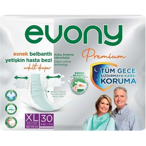 Evony Premium Hasta Bezi Yetişkin Bel Bantlı Tekstil Yüzey XL - Ekstra Büyük - Extra Large 30 Adet