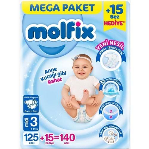 Molfix Bebek Bezi Beden:3 (4-9KG) Midi 140 Adet Pk Mega Pk