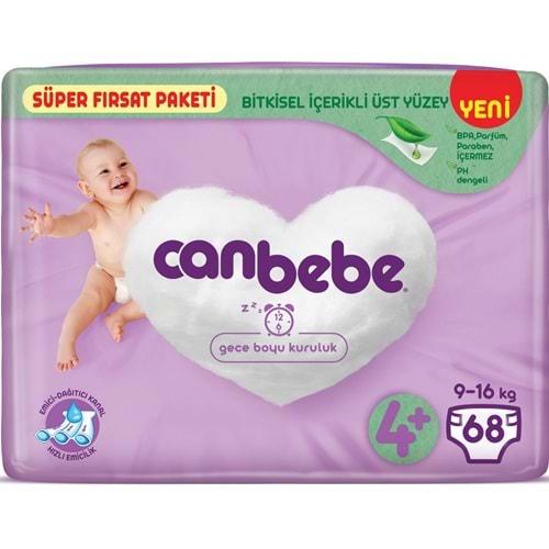 Canbebe Bebek Bezi Beden:4+ (9-16Kg) Maxi Plus 68 Adet Süper Fırsat Pk
