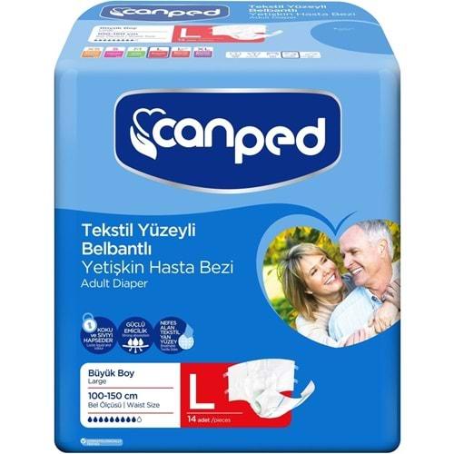 Canped Hasta Bezi Yetişkin Bel Bantlı Tekstil Yüzey L - Büyük - Large 14 Adet Tekli Pk