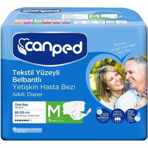 Canped Hasta Bezi Yetişkin Bel Bantlı Tekstil Yüzey M - Orta - Medium 18 Adet Tekli Pk