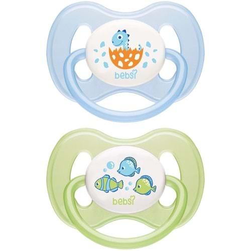 Bebsi Emzik Ortodontik Damaklı Kelebek No:1 Mavi-Yeşil (2 Li PK) Fırsat Pk