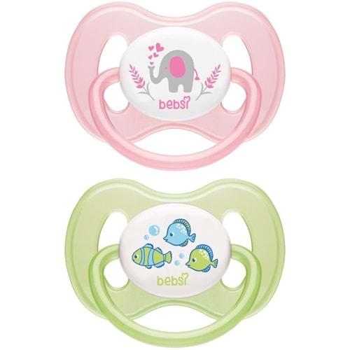 Bebsi Emzik Ortodontik Damaklı Kelebek No:1 Pembe-Yeşil (2 Li PK) Fırsat Pk
