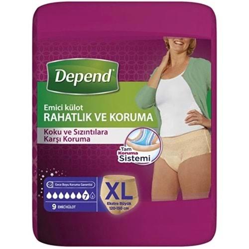 Depend Emici Külot Hasta Bezi XL Extra Büyük (İç Adet 9 Adet)