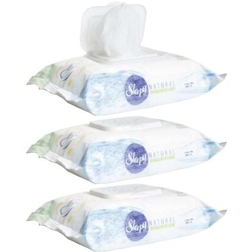 Sleepy Islak Havlu Mendil Pamuklu Yenidoğan Natural Bambu 40 Yaprak 3 Lü Set (120 Yaprak)