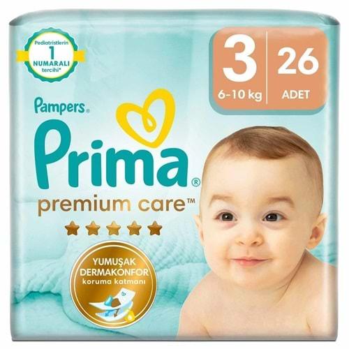 Prima Premium Care Bebek Bezi Beden:3 (6-10Kg) Midi 26 Adet Jumbo Pk