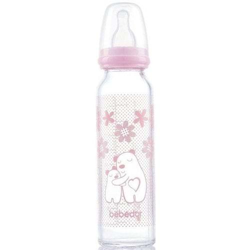 Bebedor Isıya Direnç/Dayanıklı Cam Biberon 250ML (Kod:41302) - Pembe