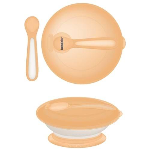 Bebedor Vakumlu Tabak ve Kaşık Seti (Kod:8557) - Sarı