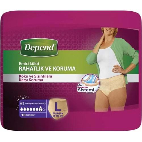 Depend Emici Külot Hasta Bezi Large - Büyük Kadın (10 Adet) Tekli Pk