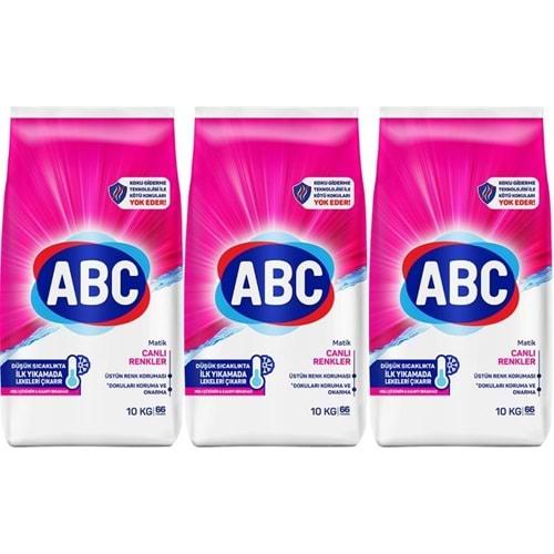 Abc Matik Toz Çamaşır Deterjanı 30Kg (3PK*10KG) Canlı Renkler (198 Yıkama)