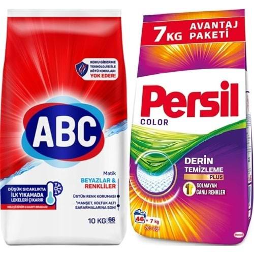 Abc Matik Toz Çamaşır Deterjanı 10KG Klasik Beyazlar & Renkliler (66 Yıkama) + 7KG Color/Renkli