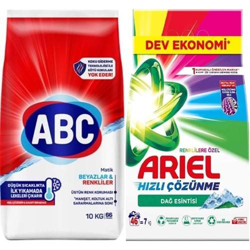 Abc Matik Toz Çamaşır Deterjanı 10KG Klasik Beyazlar & Renkliler (66 Yıkama) + 7KG Renklilere Özel
