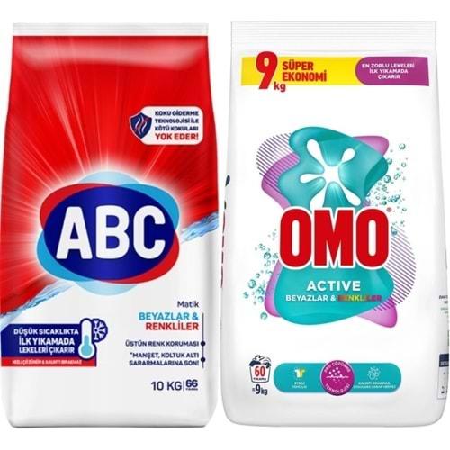 Abc Matik Toz Çamaşır Deterjanı 10KG Klasik Beyazlar & Renkliler (66 Yıkama)+ 9KG Beyaz ve Renkliler