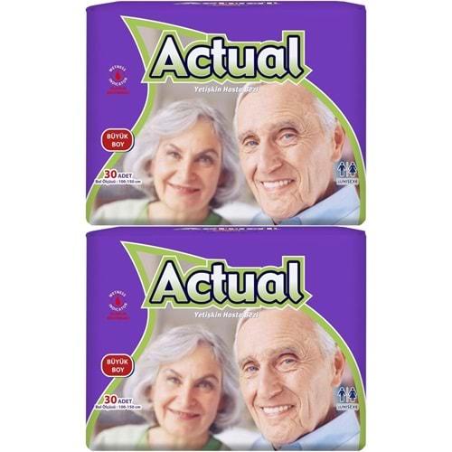 Actual Yetişkin Hasta Bezi Bel Bantlı L - Large - Büyük 60 Adet (2PK*30)