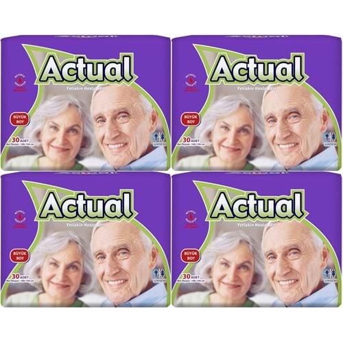 Actual Yetişkin Hasta Bezi Bel Bantlı L - Large - Büyük 120 Adet (4PK*30)