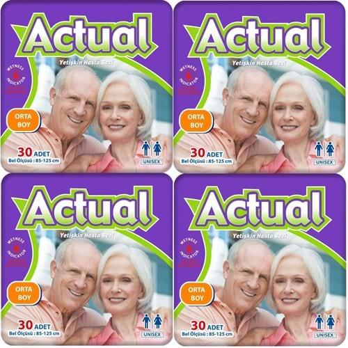 Actual Yetişkin Hasta Bezi Bel Bantlı M - Medium - Orta 120 Adet (4PK*30)
