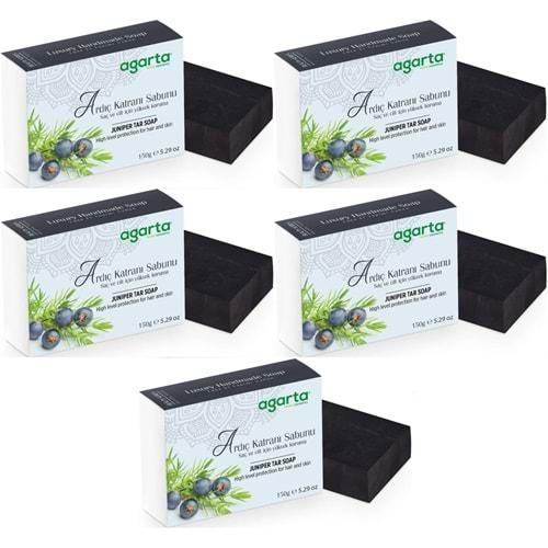 Agarta El Yapımı Doğal Sabun 150GR Ardıç Katranı (5 Li Set)