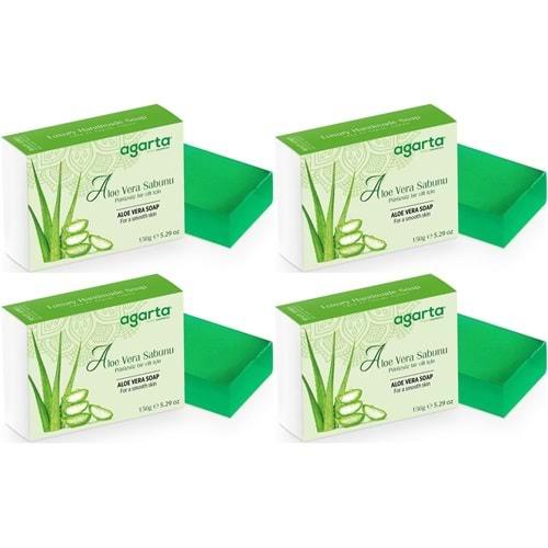 Agarta El Yapımı Doğal Sabun 150GR Aloe Vera (4 Lü Set)