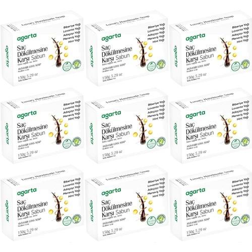 Agarta El Yapımı Doğal Sabun 150GR Saç Dökülmesine Karşı (9 Lu Set)