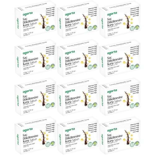 Agarta El Yapımı Doğal Sabun 150GR Saç Dökülmesine Karşı (12 Li Set)