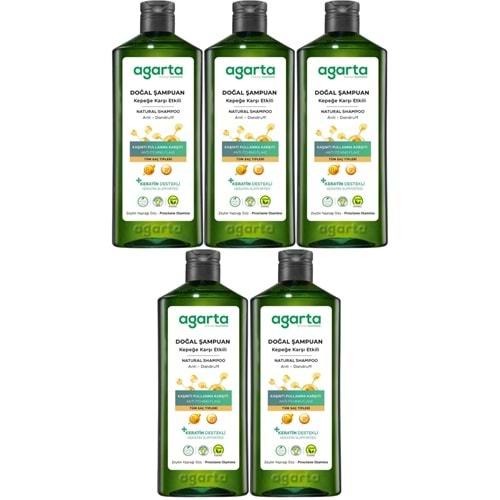 Agarta Doğal Şampuan 400 ML Kepek Karşı Etkili - Kaşıntı Pullanma Karşıtı (5 Li Set)