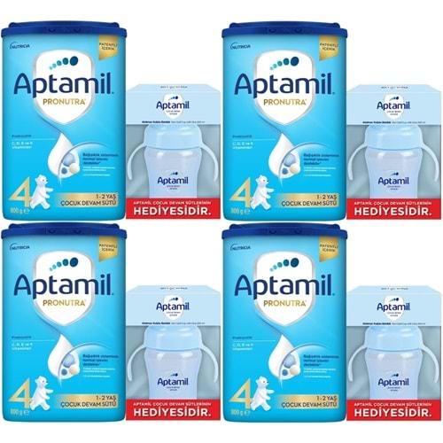 Nutrıcıa Aptamil Pronutra 800GR Devam Sütü No:4 (1-2 Yaş) + Suluk Hediye (4 Lü Set)