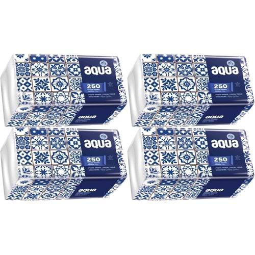Aqua Pratik Mendil 250 Yaprak Tekli Pk (4 Lü Set)