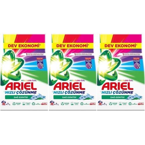 Ariel Matik Toz Çamaşır Deterjanı 21 KG Renklilere Özel/Dağ Esintisi (138 Yıkama) (3PK*7KG)
