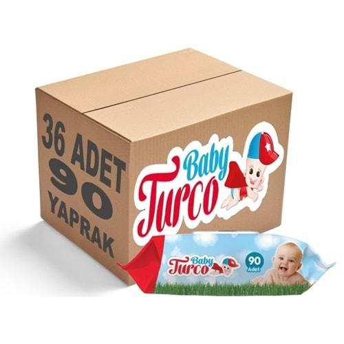 Baby Turco Islak Havlu Mendil Klasik 90 Yaprak 36 Lı Set Plastik Kapaklı 3240 Yaprak