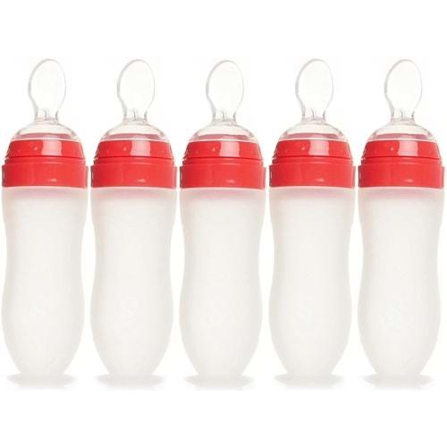 Bebedor Silikon Kaşıklı Biberon 120ML +6 Ay Şeffaf (Kod:7509) (5 Li Set)
