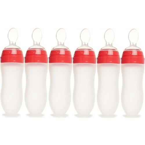 Bebedor Silikon Kaşıklı Biberon 120ML +6 Ay Şeffaf (Kod:7509) (6 Lı Set)
